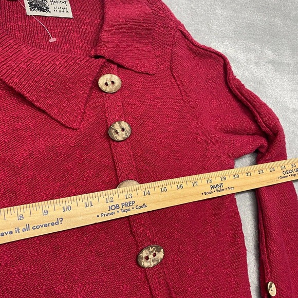 Habitat Womens Sweater Red Large Lagenlook Pullover Button Knit Boxy Casual Top - Picture 6 of 13